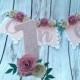 ONE high chair banner floral boho theme smash cake topper first birthday girl party decoration