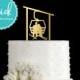 Winter Skiing Ski Lift Gondola Couple Bride and Groom Winter Wedding Cake Topper Hand Painted in Metallic Paint