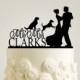 Wedding Cake Topper with two Dogs, Custom Wedding Cake Toppers, Rustic Cake Topper with Last Name