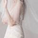 Ivory Mantilla Bridal Veil, Fingertip Length Veil,Beaded Ivory Wedding veil,over face bridal accessories