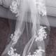 Single Layer Crystal Beaded and Lace Wedding Veil, Bridal Veil, Wedding Veil, Lace Veil, Short Veil, Wedding Dress, Bridal Accessory, Veil