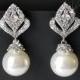 Pearl Drop Bridal Earrings, Swarovski White or Ivory Pearl Silver Earrings, Pearl Silver Earring Studs, Wedding Earrings, Bridal Jewelry