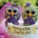 Personalized same sex owl love bird wedding cake topper, two personalized brides, Mrs and Mrs cake topper, with banner