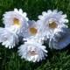 Paper Flower Bouquet - 6 White Daisies - Handmade Paper Flowers for Brides, Weddings, Showers, Birthdays