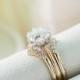 Vintage engagement ring set, Old european cut 2ct moissanite ring set,diamonds 14k 18k white gold, yellow gold harro