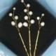 Wedding hair pins, set of pearl hair pins