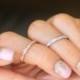 2.0mm Wide Art Deco Wedding Ring Brilliant Cut Diamond Simulants Marquise Shaped Half Eternity Band Ring Dainty Wedding Band [2354H]