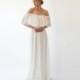 SALE Ruffled Crinkle Off-shoulder Wedding Dress , Ivory lace wedding dress 1229