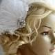 1920s Rhinestone head piece , Bridal White hairpiece headbpiece Feather Fascinator,1920s Headpiece Bridal fascinator Wedding fascinator