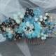 Blue and black hair piece, prom hair comb