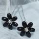 Set of black hair pins, black floral hair pin