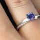 18K Handmade Solid White Gold Solitaire ring ''BLUE'' with Round Natural Blue Sapphire 5mm, and 34 Brilliant cut Natural White Diamonds 1mm
