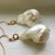 Large Baroque Pearl Earrings / Gold Plated/ Handmade in Canada / Bridal Earrings