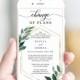 ReSave The Date - Change of Plans - Wedding Cancellation Announcement - Postponed - Text - Email - Template Electronic - Garden Greens