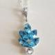 Leaf Crystal Necklace, Blue Aquamarine Leaves Necklace, Swarovski Aqua Blue Necklace, Wedding Bridesmaids Jewelry, Blue Marquise Pendant