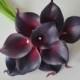 Black Burgundy Calla Lilies Real Touch Flowers DIY Silk Wedding Bouquets, Centerpieces, Wedding Decorations