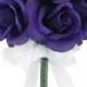 12 Purple Roses  - Silk Flower Bridal Bouquet - Wedding Toss - Bridesmaid Bouquet- 1 Dozen Flowers