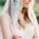 Bridal Veil, LaceVeil, Mantilla Veil, Lace Crystal beaded, Wedding Veil, Chapel Veil - Style 302