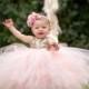 Flower Girl Dress Gold, Sequin Flower Girl Dress Pink Blush, Baby, Girls, Long Tulle Tutu Skirt, Sleeveless Style