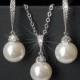 White Pearl Bridal Jewelry Set, Swarovski 10mm Pearl Silver Wedding Jewelry Set, Pearl Earrings&Necklace Set, Wedding Jewelry Bridal Jewelry