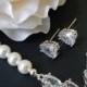 Bridal Jewelry Set, White Pearl Bridal Jewelry Set, Swarovski Pearl Wedding Set, Necklace&Earrings Jewelry Set, Pearl Crystal Bridal Set
