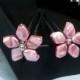 Set of pink hair pins, floral hair pins