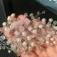 Rose quartz hair piece, pink hair vine for bride