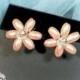 Pink floral hair pins, set of hair pins