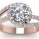 1.75 ct Round white moissanite swirl rose gold plated wedding ring 925 silver - Buy Best Quality Moissanite in India