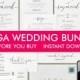Wedding Invitation Template Bundle, Wedding Invitation Suite, Printable Wedding Invitation Set, Wedding Program, Wedding Menu, Simple Invite
