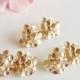 Gold Hydrangea Earrings, Bridesmaid Earrings, Gold Flower Earrings, Romantic Garden Wedding Jewelry Bridesmaid Gift Statement Earrings E208