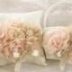 Champagne Flower Girl Basket, Rose Gold Champagne Blush Flower Girl Basket Hand-Dyed Flowers Elegant and Classic