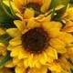 10 Sunflower Stem Silk Flower Bridal Bouquet with Satin Ribbon Streamers-Rustic Wedding Decor - Large Bouquet