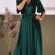 Emerald Green Velvet Dress, Flutter Sleeve Long Dress, Wrap Maxi Dress, Bridesmaid Wrap Gown, Velvet Bridesmaid Dress