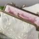 Ivory lace wedding purse / Bridal clutch bag of cotton satin / Rustic wedding purse clutch / Ivory bride accessory