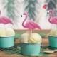 Flamingo Cake Toppers, Tropical Food Picks 6pk