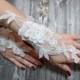 White Lace Bridal Short Gloves Wedding Gloves 3D Flower Girl Gift Fingerless Gloves Fairytale Wedding Gloves Bridal Cuff Bridal Gifts
