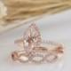 14K Solid Gold Ring/1.17CT Marquise Cut Natural Morganite Wedding Ring/ Engagement Ring/Halo Style Ring/Anniversary Ring/Rose Gold Ring