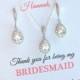 Bridesmaid Jewelry Set, Bridesmaid Gifts, Bridesmaid jewelry, Bridesmaid proposal, Bridal party gifts, CZ Necklace & Earrings Set