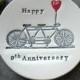 Pottery Anniversary, Personalized Bicycle Love Plate, 9th Anniversary Gift, Tandem and Heart Ceramic Ring Dish Ivory Ring Pillow
