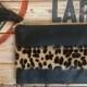 Lara Leather Clutch with Leopard Print Cow Hide  Hand Strap