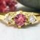 5x5MM Pink Tourmaline and Diamond Ring 