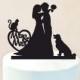 Mrs and Mrs Wedding Cake Topper,Same Sex Cake Topper,lesbian Cake Topper,Personalized Cake Topper with Dog,lesbian silhouette (1232)