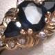 Antique Sapphire Diamond Wedding Ring Band 14K Gold Retro Art Deco 50s