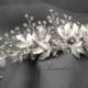 Bridal Leaf Crown, Crystal Wedding Tiara, Silver Wedding Crown, Floral Bridal Tiara, Flower Crown, Silver Leaf Wedding Tiara HMH023201