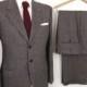 Valentino Two-Piece Tweed Suit /  gray herringbone 3-2 roll ivy league suit jacket & pants / grey wool wedding suit / men's medium