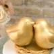 Bright Gold Love Bird Wedding Cake Topper, Golden Anniversary Handmade Keepsake, Customized with Names and Wedding Date Under Nest