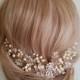 Pearl Gold Bridal Hair Vine, Swarovski Ivory Pearl Hair Piece, Wedding Pearl Crystal Headpiece, Bridal Hair Jewelry, Pearl Floral Wreath