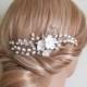 Wedding Pearl Hair Comb, Bridal Hair Piece, Freshwater Pearl Crystal Comb, Bridal Hair Jewelry, Wedding Pearl Floral Hair Comb, Flower Comb