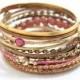 Copper Gold Layered Bracelet For Women, Vintage Bracelet, Set of 12 bracelets, Rustic Stacking Bangles, Layered Bangles, Boho Bangles